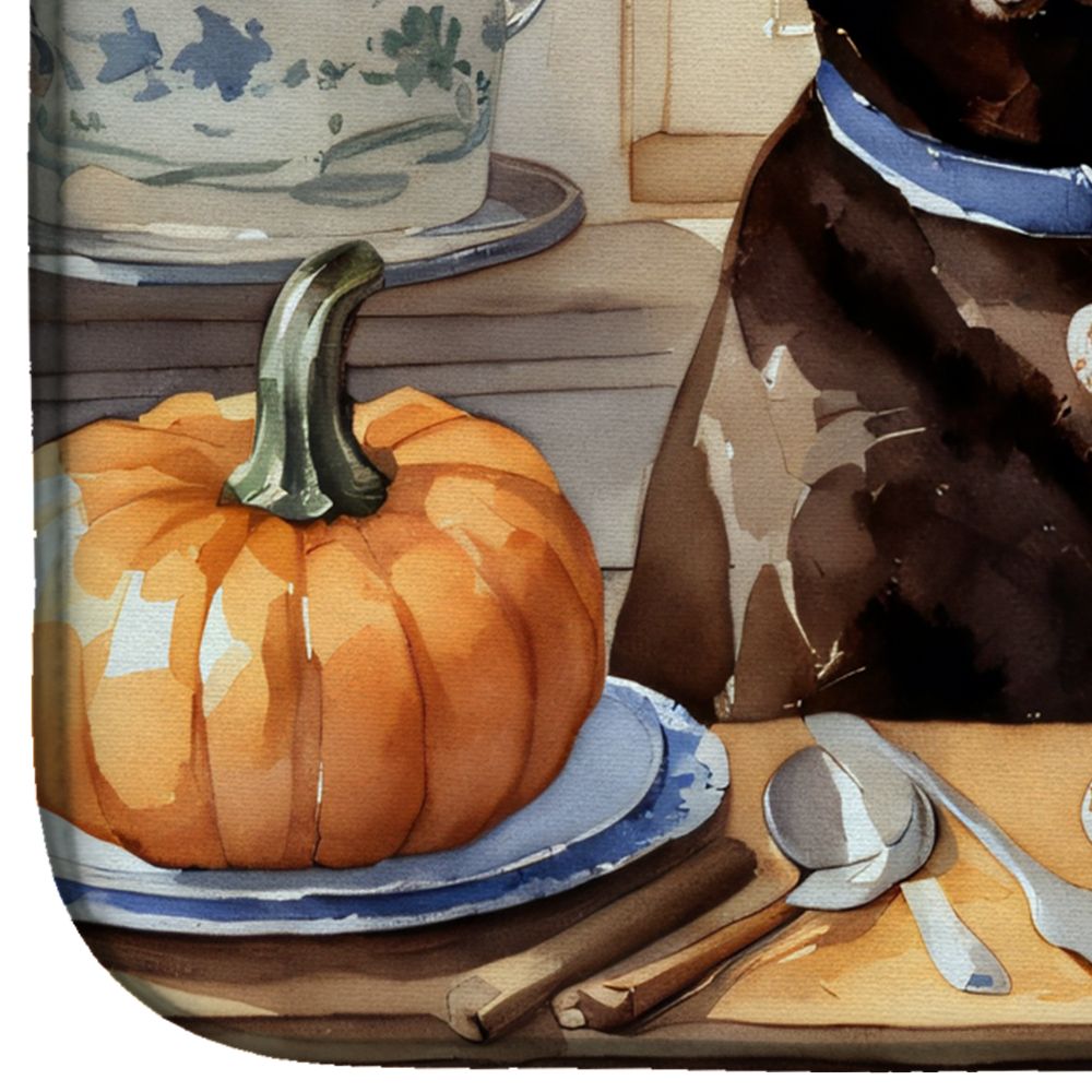 Chocolate Lab Fall Kitchen Pumpkins Dish Drying Mat Absorbent Dish Drying Mat Pad for Kitchen Counter Dish Drainer Mat for Countertop, 14 x 21", Multicolor