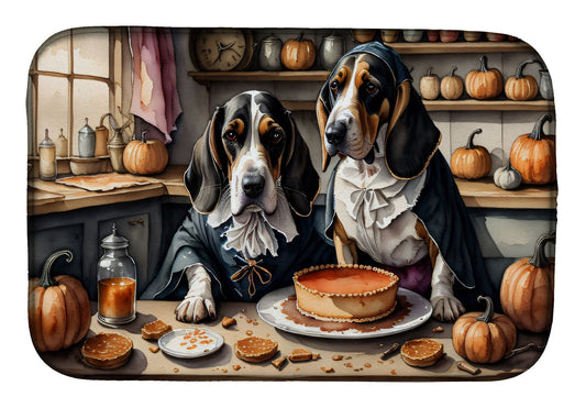 Basset Hound Fall Kitchen Pumpkins Dish Drying Mat Absorbent Dish Drying Mat Pad for Kitchen Counter Dish Drainer Mat for Countertop, 14 x 21", Multicolor