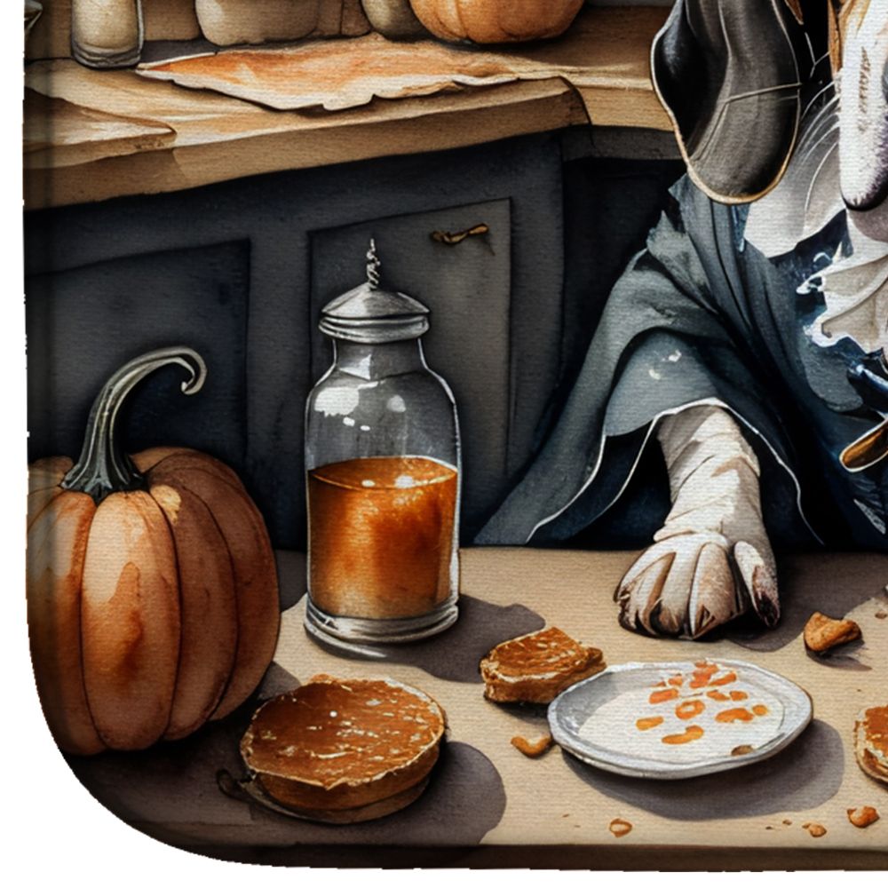 Basset Hound Fall Kitchen Pumpkins Dish Drying Mat Absorbent Dish Drying Mat Pad for Kitchen Counter Dish Drainer Mat for Countertop, 14 x 21", Multicolor