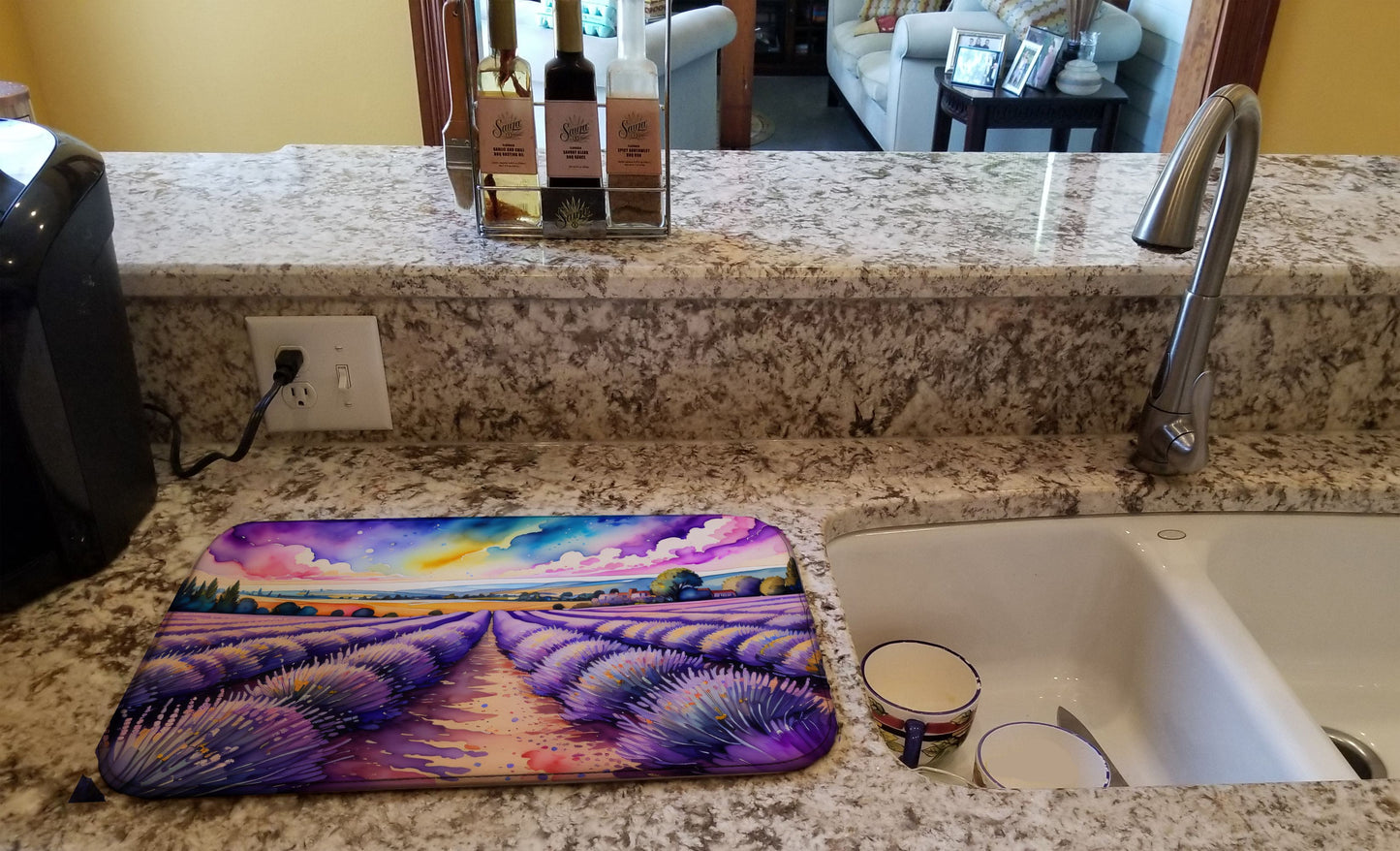 English Lavender in Color Dish Drying Mat Absorbent Dish Drying Mat Pad for Kitchen Counter Dish Drainer Mat for Countertop, 14 x 21", Multicolor