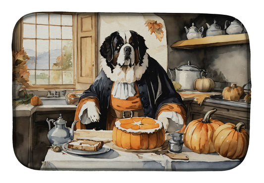 Saint Bernard Fall Kitchen Pumpkins Dish Drying Mat Absorbent Dish Drying Mat Pad for Kitchen Counter Dish Drainer Mat for Countertop, 14 x 21", Multicolor