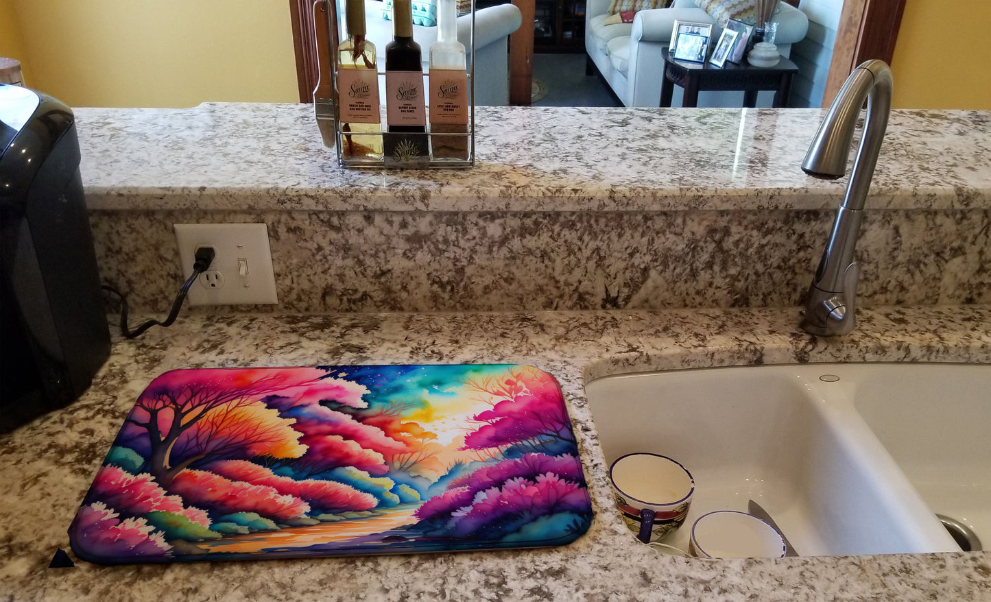 Azaleas in Color Dish Drying Mat Absorbent Dish Drying Mat Pad for Kitchen Counter Dish Drainer Mat for Countertop, 14 x 21", Multicolor