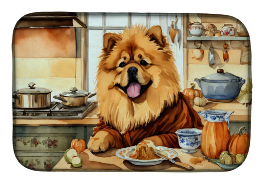 Chow Chow Fall Kitchen Pumpkins Dish Drying Mat Absorbent Dish Drying Mat Pad for Kitchen Counter Dish Drainer Mat for Countertop, 14 x 21", Multicolor