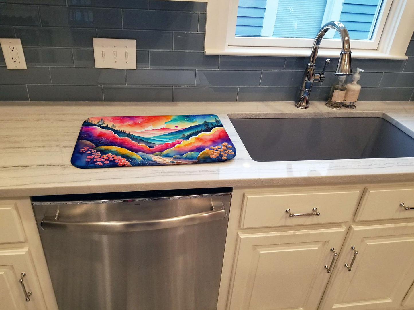Brunia in Color Dish Drying Mat Absorbent Dish Drying Mat Pad for Kitchen Counter Dish Drainer Mat for Countertop, 14 x 21", Multicolor