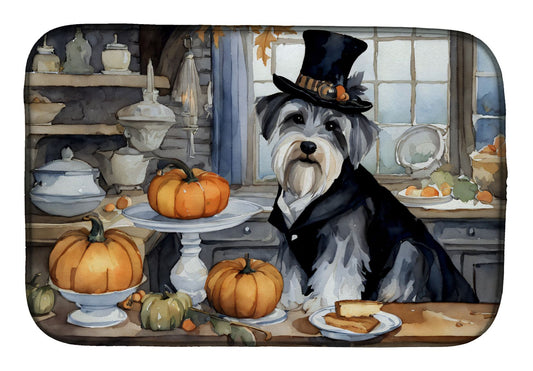 Schnauzer Fall Kitchen Pumpkins Dish Drying Mat Absorbent Dish Drying Mat Pad for Kitchen Counter Dish Drainer Mat for Countertop, 14 x 21", Multicolor