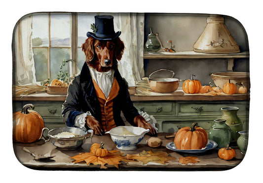 Irish Setter Fall Kitchen Pumpkins Dish Drying Mat Absorbent Dish Drying Mat Pad for Kitchen Counter Dish Drainer Mat for Countertop, 14 x 21", Multicolor