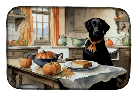 Black Lab Fall Kitchen Pumpkins Dish Drying Mat Absorbent Dish Drying Mat Pad for Kitchen Counter Dish Drainer Mat for Countertop, 14 x 21", Multicolor