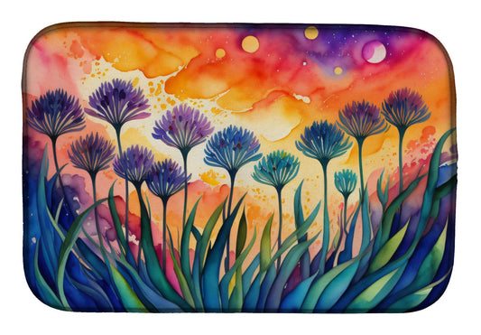 Agapanthus in Color Dish Drying Mat Absorbent Dish Drying Mat Pad for Kitchen Counter Dish Drainer Mat for Countertop, 14 x 21", Multicolor