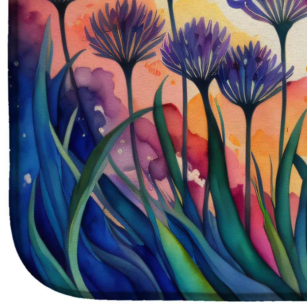 Agapanthus in Color Dish Drying Mat Absorbent Dish Drying Mat Pad for Kitchen Counter Dish Drainer Mat for Countertop, 14 x 21", Multicolor