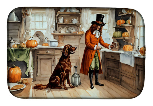 Irish Setter Fall Kitchen Pumpkins Dish Drying Mat Absorbent Dish Drying Mat Pad for Kitchen Counter Dish Drainer Mat for Countertop, 14 x 21", Multicolor