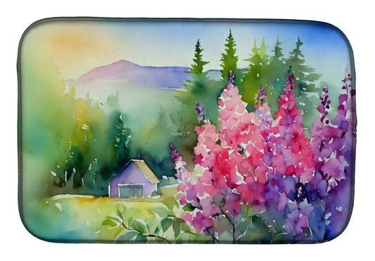 Idaho Syringa in Watercolor Dish Drying Mat Absorbent Dish Drying Mat Pad for Kitchen Counter Dish Drainer Mat for Countertop, 14 x 21", Multicolor