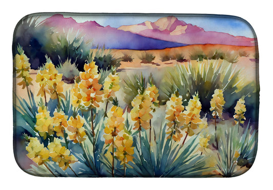 New Mexico Yucca Flower in Watercolor Dish Drying Mat Absorbent Dish Drying Mat Pad for Kitchen Counter Dish Drainer Mat for Countertop, 14 x 21", Multicolor