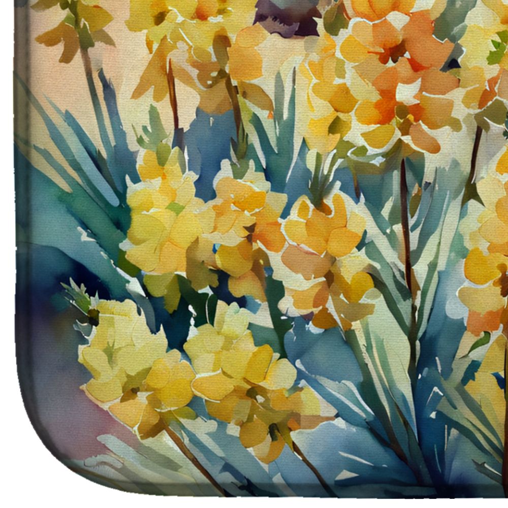 New Mexico Yucca Flower in Watercolor Dish Drying Mat Absorbent Dish Drying Mat Pad for Kitchen Counter Dish Drainer Mat for Countertop, 14 x 21", Multicolor