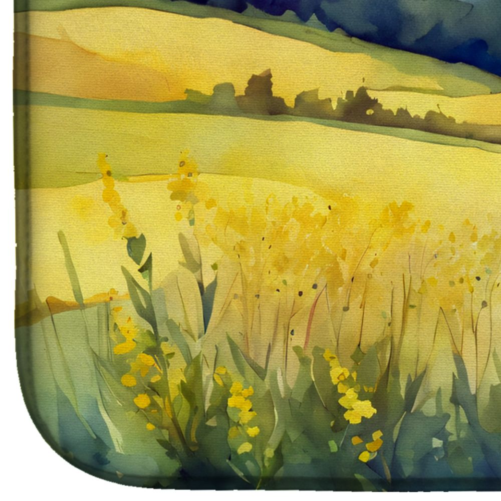 Kentucky Goldenrod in Watercolor Dish Drying Mat Absorbent Dish Drying Mat Pad for Kitchen Counter Dish Drainer Mat for Countertop, 14 x 21", Multicolor