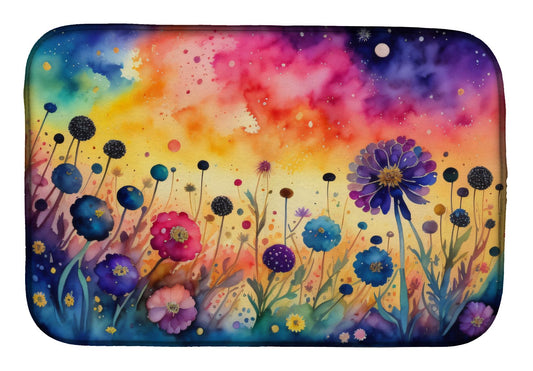Scabiosa in Color Dish Drying Mat Absorbent Dish Drying Mat Pad for Kitchen Counter Dish Drainer Mat for Countertop, 14 x 21", Multicolor