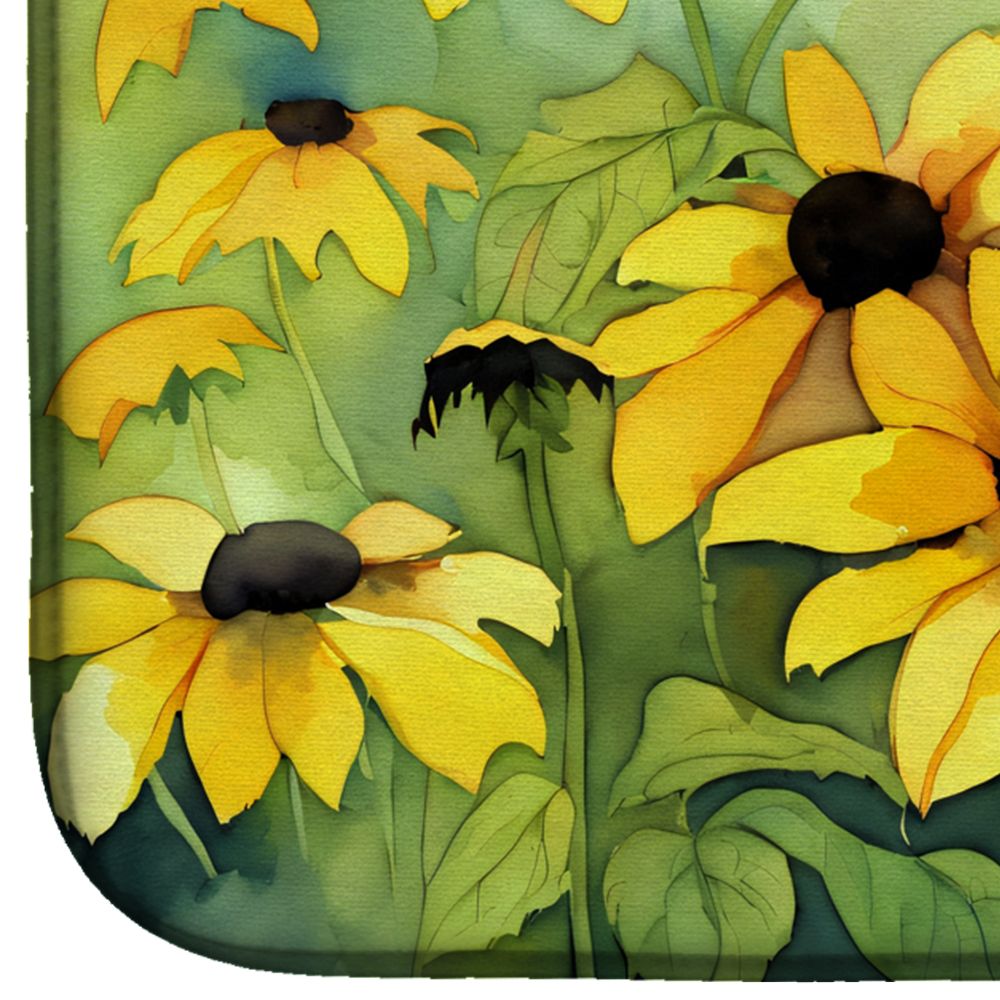 Maryland Black-Eyed Susans in Watercolor Dish Drying Mat Absorbent Dish Drying Mat Pad for Kitchen Counter Dish Drainer Mat for Countertop, 14 x 21", Multicolor