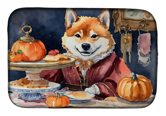 Shiba Inu Fall Kitchen Pumpkins Dish Drying Mat Absorbent Dish Drying Mat Pad for Kitchen Counter Dish Drainer Mat for Countertop, 14 x 21", Multicolor
