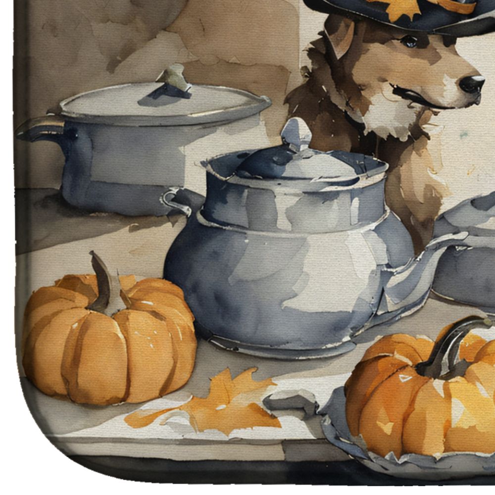 Yellow Lab Fall Kitchen Pumpkins Dish Drying Mat Absorbent Dish Drying Mat Pad for Kitchen Counter Dish Drainer Mat for Countertop, 14 x 21", Multicolor