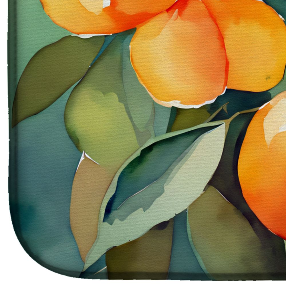 Florida Orange Blossom in Watercolor Dish Drying Mat Absorbent Dish Drying Mat Pad for Kitchen Counter Dish Drainer Mat for Countertop, 14 x 21", Multicolor