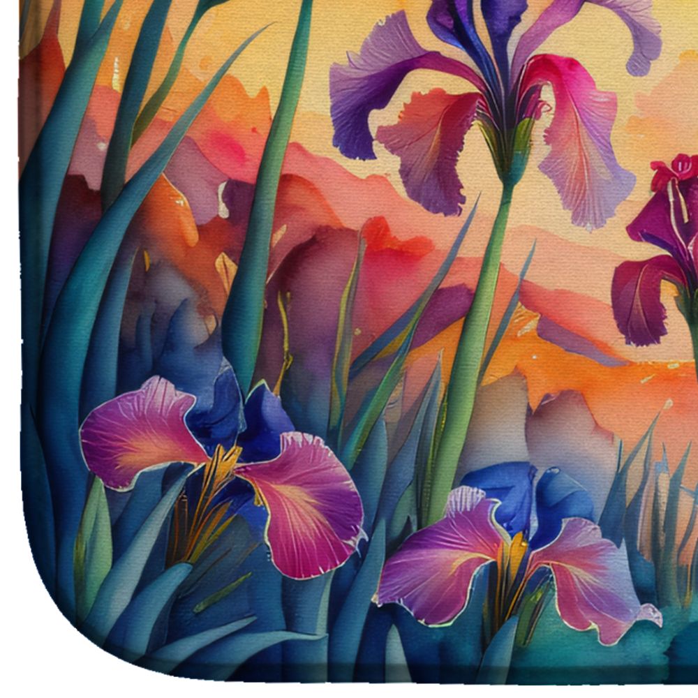 Iris in Color Dish Drying Mat Absorbent Dish Drying Mat Pad for Kitchen Counter Dish Drainer Mat for Countertop, 14 x 21", Multicolor