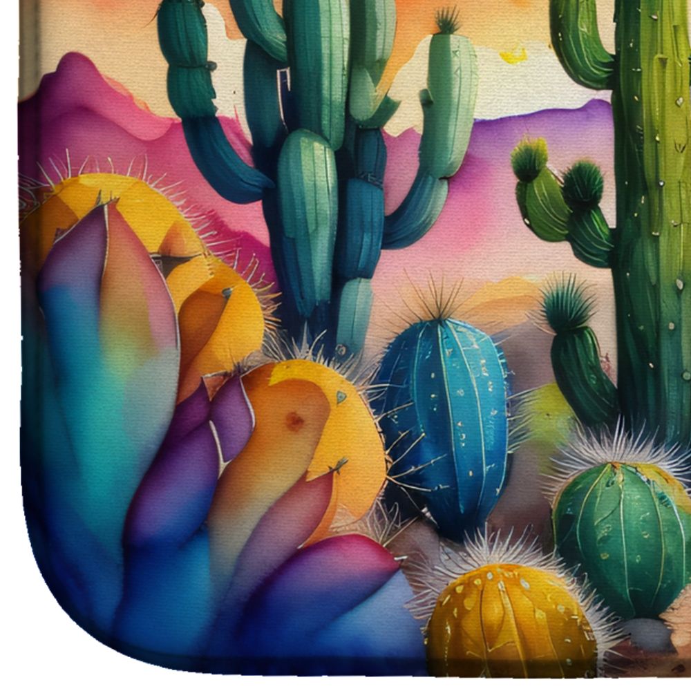 Cactus in Color Dish Drying Mat Absorbent Dish Drying Mat Pad for Kitchen Counter Dish Drainer Mat for Countertop, 14 x 21", Multicolor