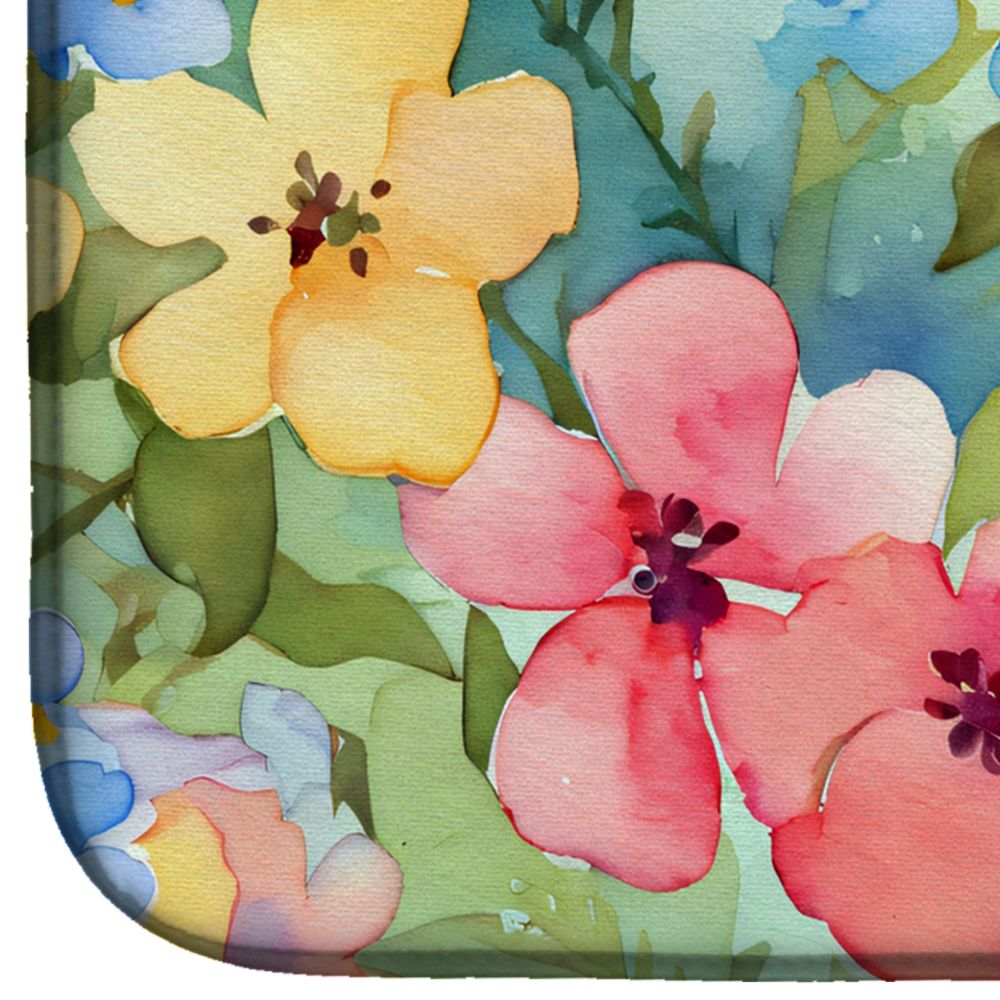 Alaska Forget-me-nots in Watercolor Dish Drying Mat Absorbent Dish Drying Mat Pad for Kitchen Counter Dish Drainer Mat for Countertop, 14 x 21", Multicolor