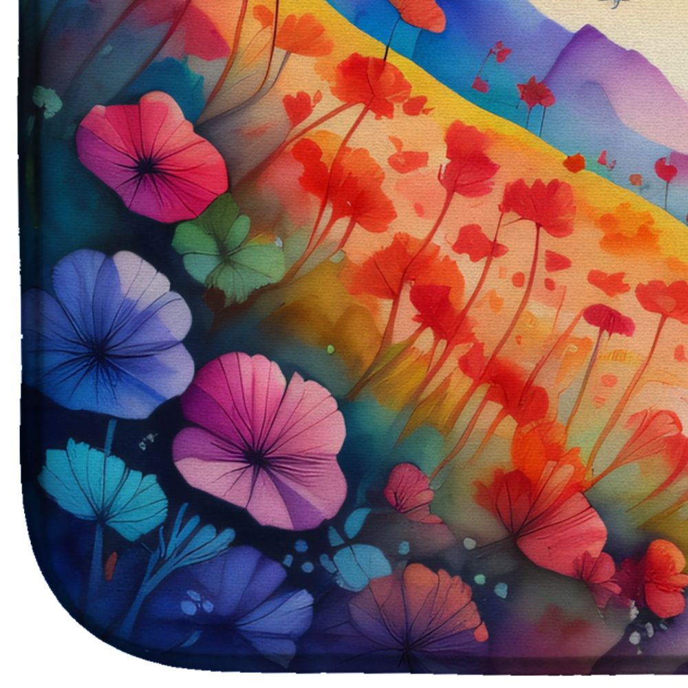 Geraniums in Color Dish Drying Mat Absorbent Dish Drying Mat Pad for Kitchen Counter Dish Drainer Mat for Countertop, 14 x 21", Multicolor
