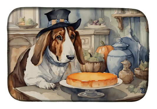 Basset Hound Fall Kitchen Pumpkins Dish Drying Mat Absorbent Dish Drying Mat Pad for Kitchen Counter Dish Drainer Mat for Countertop, 14 x 21", Multicolor