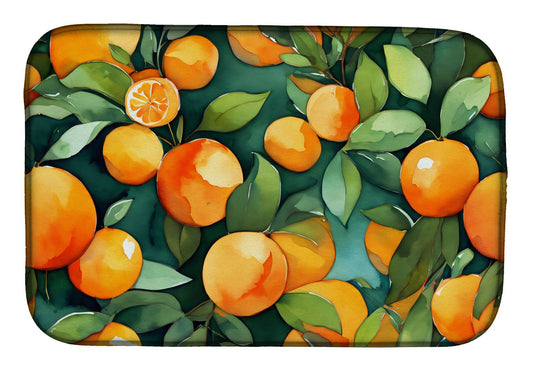 Florida Orange Blossom in Watercolor Dish Drying Mat Absorbent Dish Drying Mat Pad for Kitchen Counter Dish Drainer Mat for Countertop, 14 x 21", Multicolor