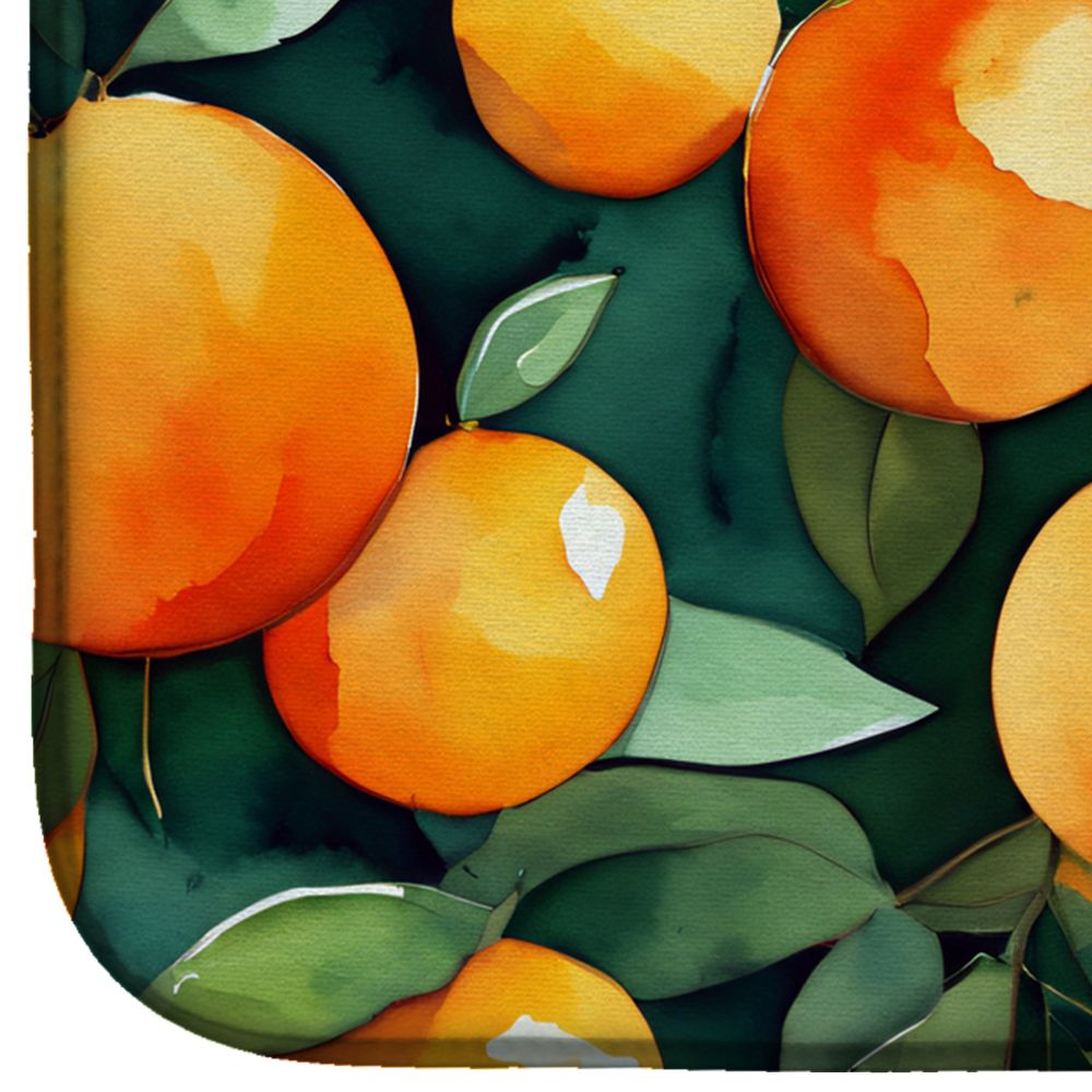 Florida Orange Blossom in Watercolor Dish Drying Mat Absorbent Dish Drying Mat Pad for Kitchen Counter Dish Drainer Mat for Countertop, 14 x 21", Multicolor