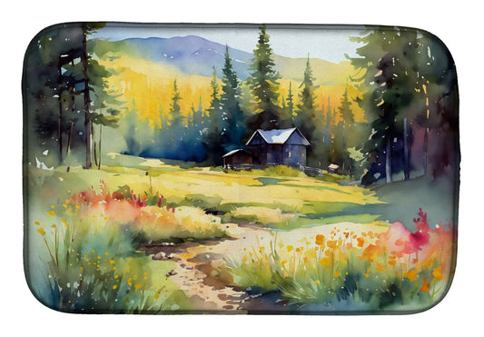 Montana Bitterroot in Watercolor Dish Drying Mat Absorbent Dish Drying Mat Pad for Kitchen Counter Dish Drainer Mat for Countertop, 14 x 21", Multicolor