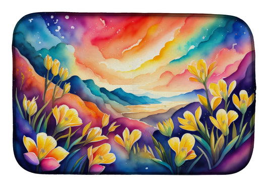 Freesia in Color Dish Drying Mat Absorbent Dish Drying Mat Pad for Kitchen Counter Dish Drainer Mat for Countertop, 14 x 21", Multicolor