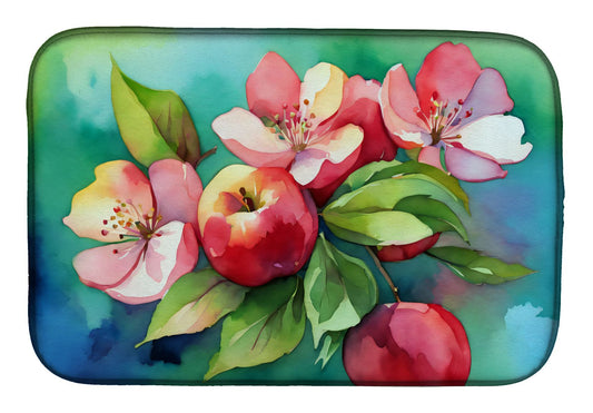 Arkansas Apple Blossom in Watercolor Dish Drying Mat Absorbent Dish Drying Mat Pad for Kitchen Counter Dish Drainer Mat for Countertop, 14 x 21", Multicolor