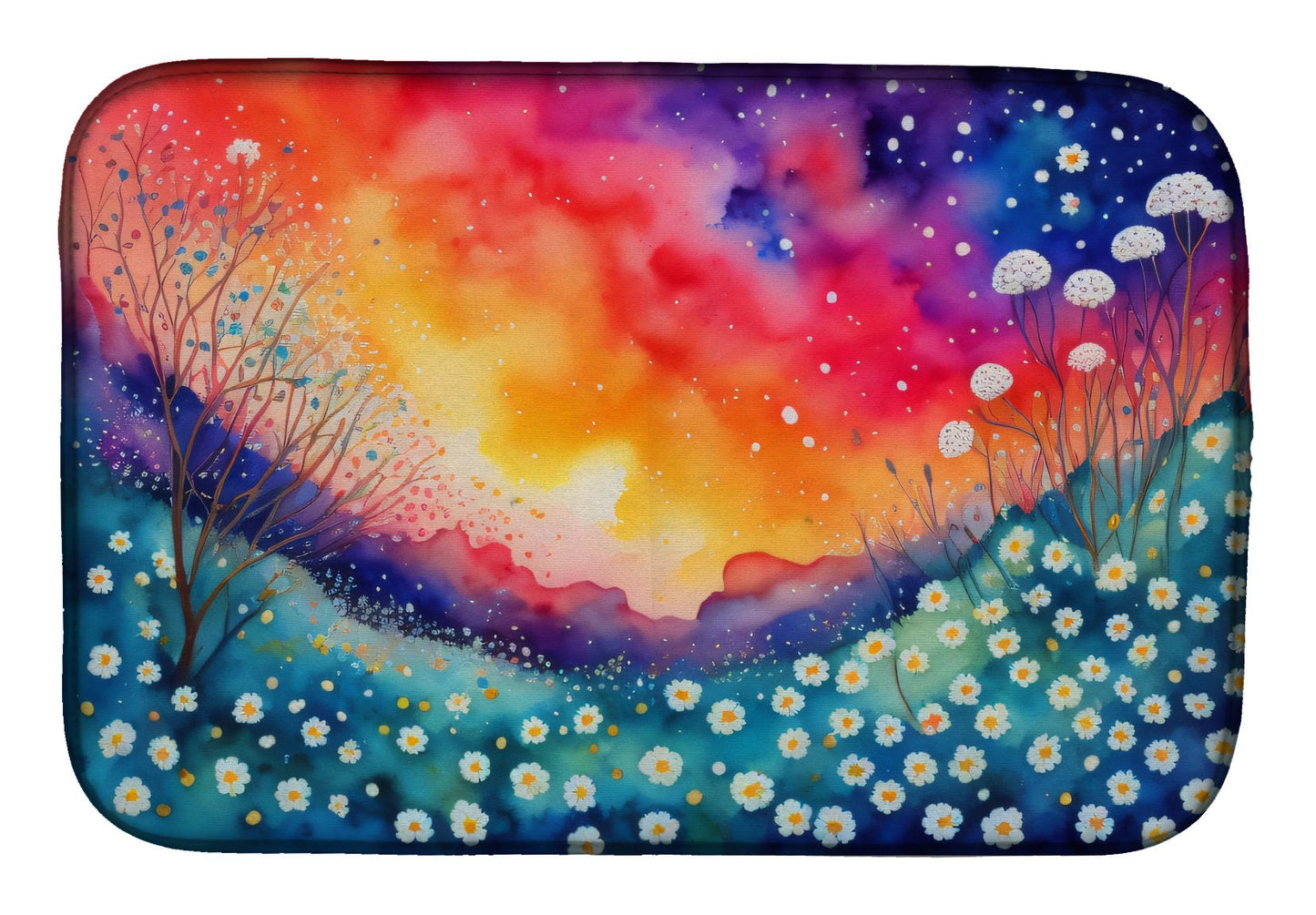Gypsophila in Color Dish Drying Mat Absorbent Dish Drying Mat Pad for Kitchen Counter Dish Drainer Mat for Countertop, 14 x 21", Multicolor