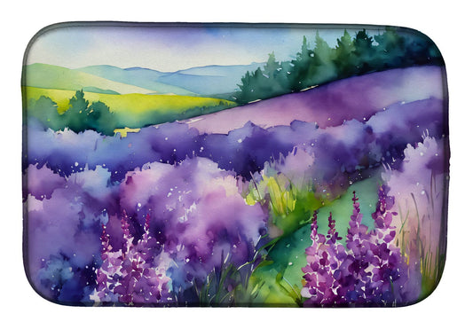 New Hampshire Purple Lilac in Watercolor Dish Drying Mat Absorbent Dish Drying Mat Pad for Kitchen Counter Dish Drainer Mat for Countertop, 14 x 21", Multicolor