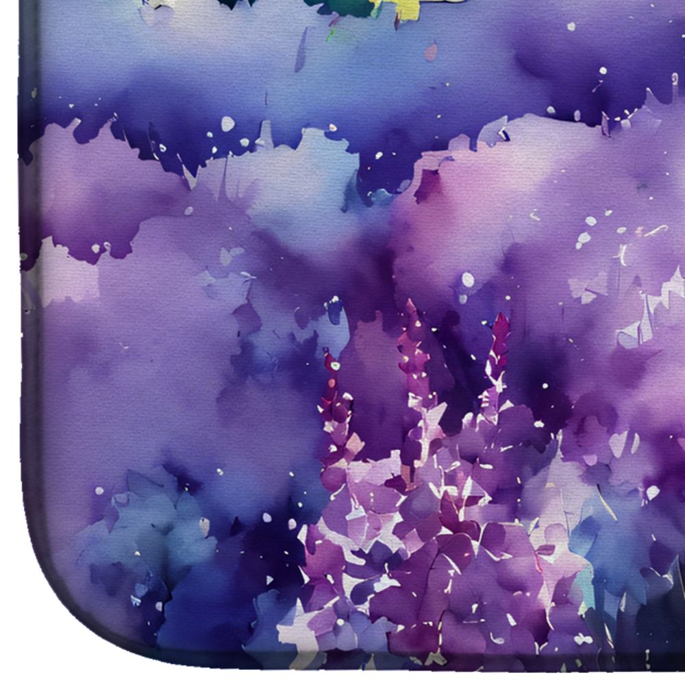 New Hampshire Purple Lilac in Watercolor Dish Drying Mat Absorbent Dish Drying Mat Pad for Kitchen Counter Dish Drainer Mat for Countertop, 14 x 21", Multicolor