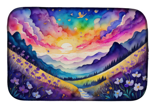 Violets in Color Dish Drying Mat Absorbent Dish Drying Mat Pad for Kitchen Counter Dish Drainer Mat for Countertop, 14 x 21", Multicolor