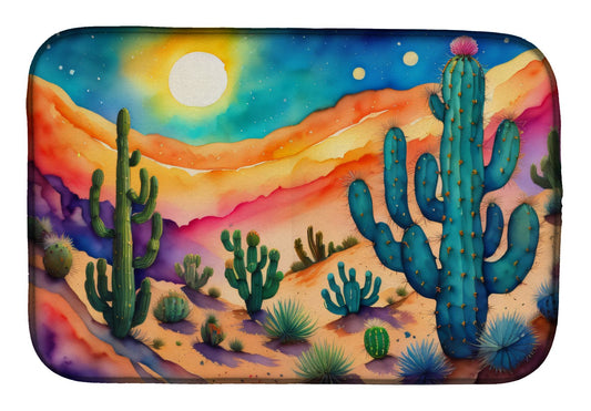 Cactus in Color Dish Drying Mat Absorbent Dish Drying Mat Pad for Kitchen Counter Dish Drainer Mat for Countertop, 14 x 21", Multicolor