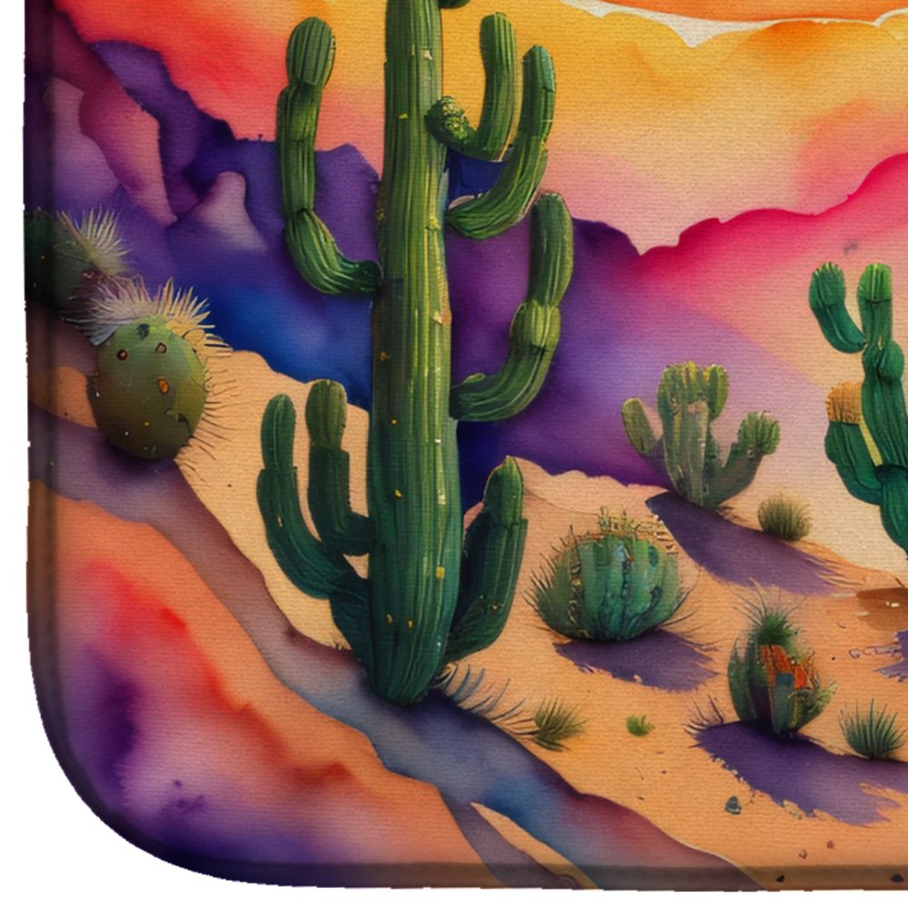 Cactus in Color Dish Drying Mat Absorbent Dish Drying Mat Pad for Kitchen Counter Dish Drainer Mat for Countertop, 14 x 21", Multicolor
