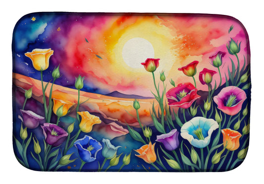 Lisianthus in Color Dish Drying Mat Absorbent Dish Drying Mat Pad for Kitchen Counter Dish Drainer Mat for Countertop, 14 x 21", Multicolor