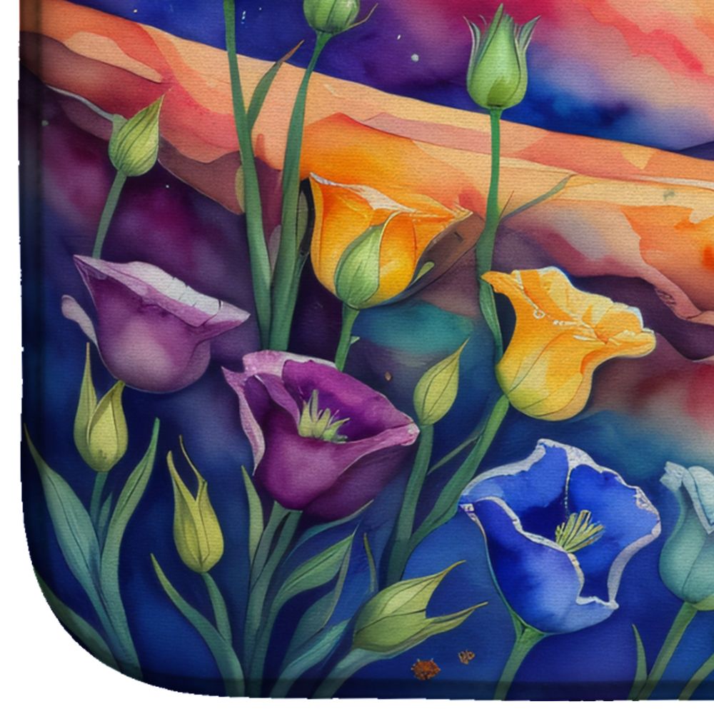 Lisianthus in Color Dish Drying Mat Absorbent Dish Drying Mat Pad for Kitchen Counter Dish Drainer Mat for Countertop, 14 x 21", Multicolor