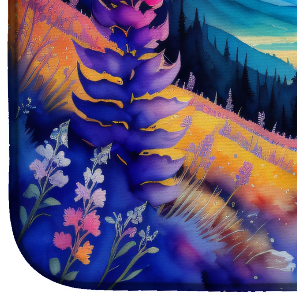 Annual Larkspur in Color Dish Drying Mat Absorbent Dish Drying Mat Pad for Kitchen Counter Dish Drainer Mat for Countertop, 14 x 21", Multicolor