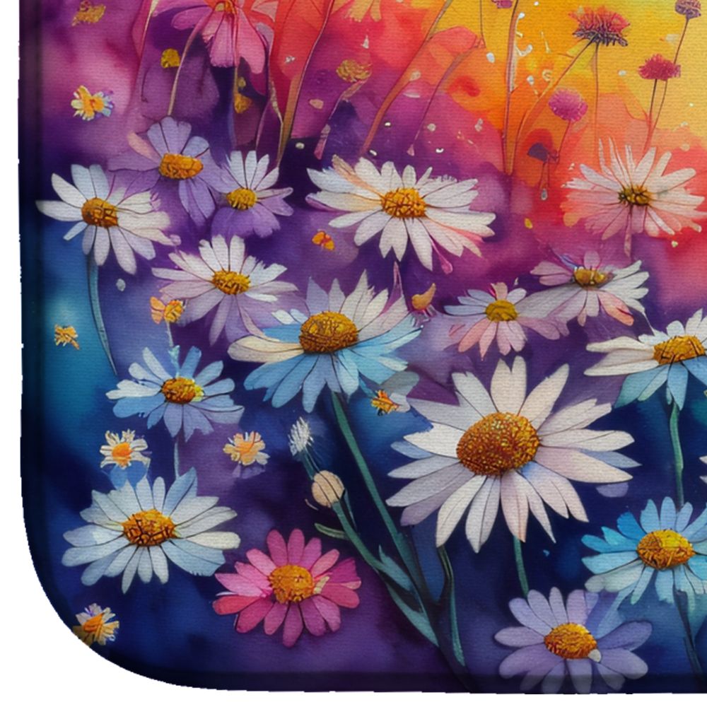 Asters in Color Dish Drying Mat Absorbent Dish Drying Mat Pad for Kitchen Counter Dish Drainer Mat for Countertop, 14 x 21", Multicolor