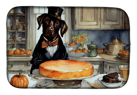 Chocolate Lab Fall Kitchen Pumpkins Dish Drying Mat Absorbent Dish Drying Mat Pad for Kitchen Counter Dish Drainer Mat for Countertop, 14 x 21", Multicolor