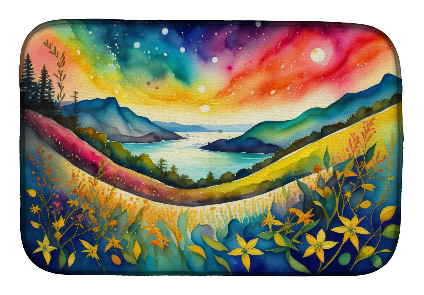 Hypericum or St. John s Wort in Color Dish Drying Mat Absorbent Dish Drying Mat Pad for Kitchen Counter Dish Drainer Mat for Countertop, 14 x 21", Multicolor