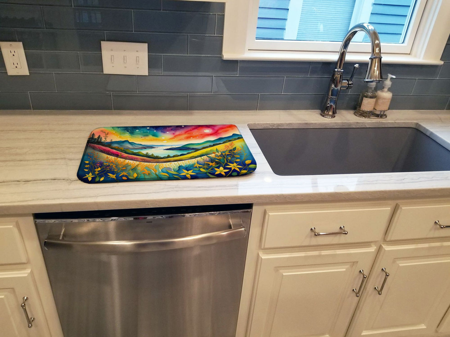 Hypericum or St. John s Wort in Color Dish Drying Mat Absorbent Dish Drying Mat Pad for Kitchen Counter Dish Drainer Mat for Countertop, 14 x 21", Multicolor