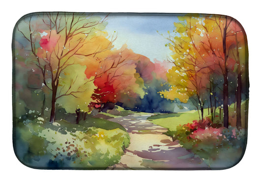 North Carolina Dogwoods in Watercolor Dish Drying Mat Absorbent Dish Drying Mat Pad for Kitchen Counter Dish Drainer Mat for Countertop, 14 x 21", Multicolor