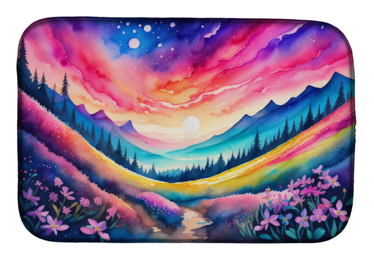 Phlox in Color Dish Drying Mat Absorbent Dish Drying Mat Pad for Kitchen Counter Dish Drainer Mat for Countertop, 14 x 21", Multicolor