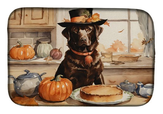 Chocolate Lab Fall Kitchen Pumpkins Dish Drying Mat Absorbent Dish Drying Mat Pad for Kitchen Counter Dish Drainer Mat for Countertop, 14 x 21", Multicolor
