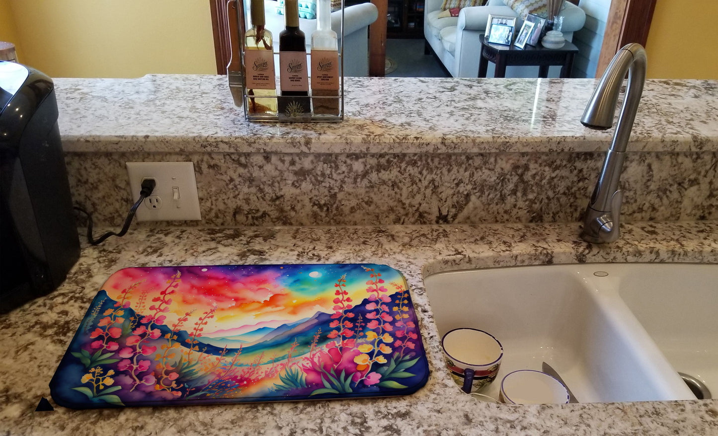 Snapdragon in Color Dish Drying Mat Absorbent Dish Drying Mat Pad for Kitchen Counter Dish Drainer Mat for Countertop, 14 x 21", Multicolor